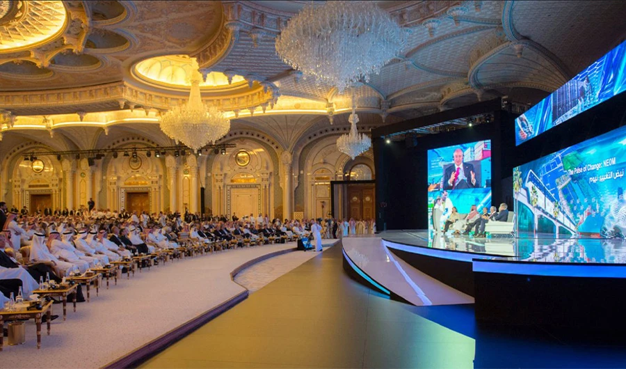 File Photo of an opening ceremony of Future Investment Initiative Conference in Riyadh, Saudi Arabia, October 24, 2017. (Saudi Press Agency via AP)