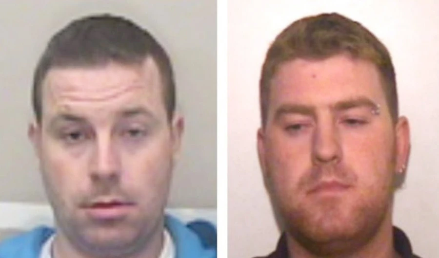 A handout photo made available by Essex Police in London on October 29, 2019, shows Christopher Hughes (L) and his brother Ronan Hughes, who are being sought in connection with the discovery of the 39 Vietnamese bodies found in a truck in Grays on October 23. (AFP)