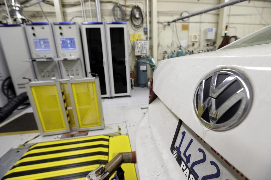In this Sept. 30, 2015, file photo, a 2013 Volkswagen Passat with a diesel engine is evaluated at the California Air Resources Board emissions test lab in El Monte, Calif. (AP)