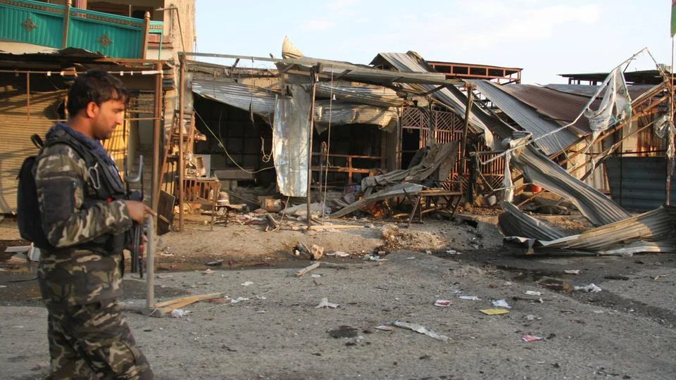 An Afghan security personnel arrive at the site of suicide attack in Jalalabad east of Kabul, Afghanistan, Friday, October 25, 2019. (AP)