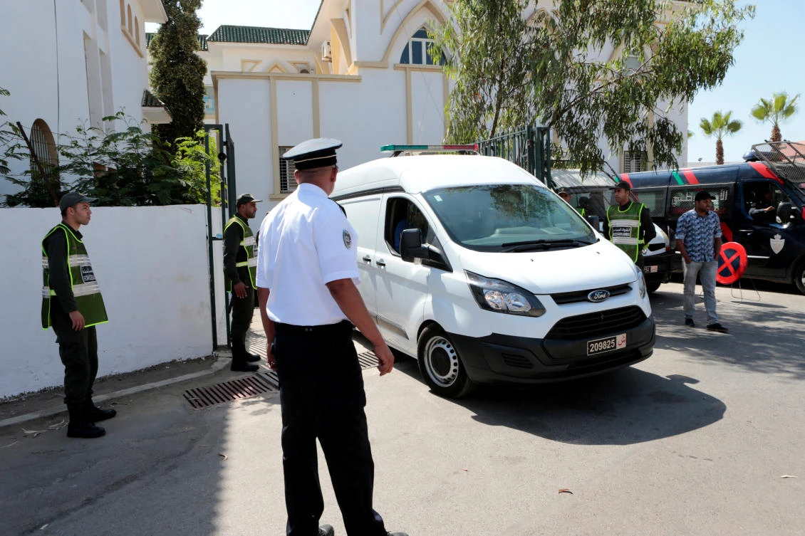 File photo of men convicted in the killing of Scandinavian hikers in the Atlas mountains near Marrakech last December leaving a courtroom in Sale, near Rabat, Morocco, on July 18, 2019. (Reuters)
