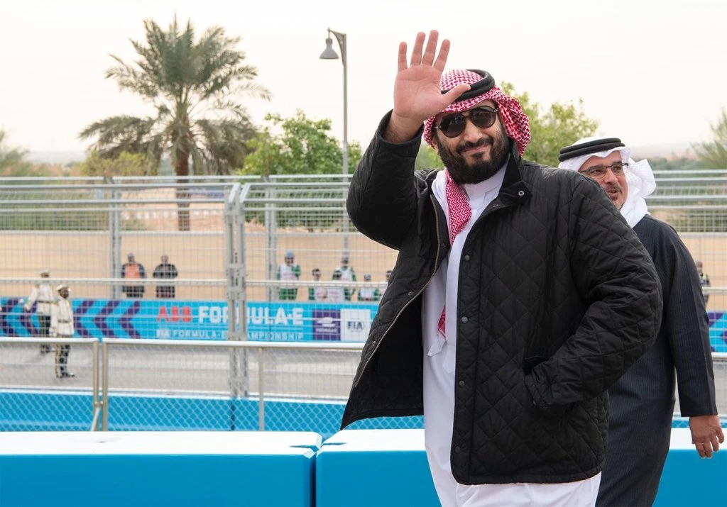 Crown Prince Mohammed bin Salman arriving at the track for Round 1 of the Formula E Diriyah E-Prix. (Twitter: Bader Al Asaker)