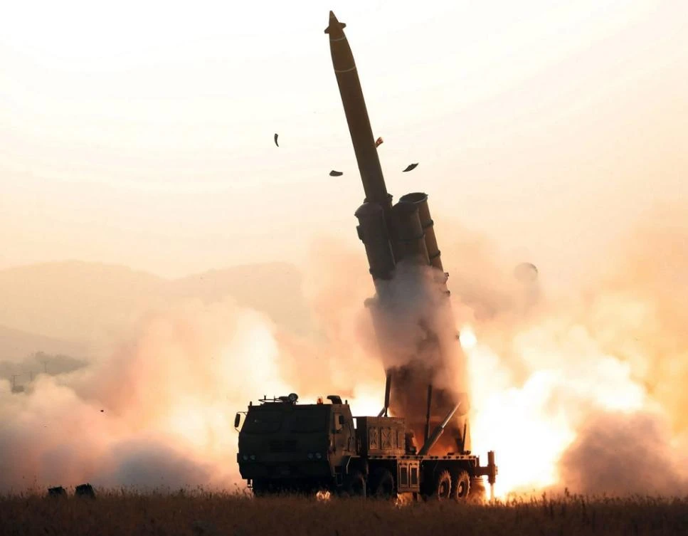 Kim expressed satisfaction over what North Korea described as a successful test of its new rocket artillery system, but it wasn’t clear whether the leader observed the launches on site. (AFP)