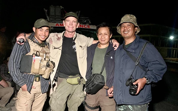 Zau Seng, far right, was killed in a mortar strike on the group of medics in northern Syria. (Free Burma Rangers)
