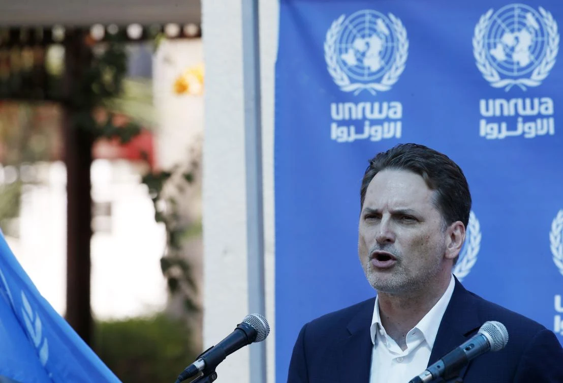 In this file photo taken on August 27, 2019 shows Pierre Krahenbuhl, Commissioner-General of the United Nations Relief and Works Agency for Palestine (UNRWA), giving a press conference in Gaza City. (AFP)