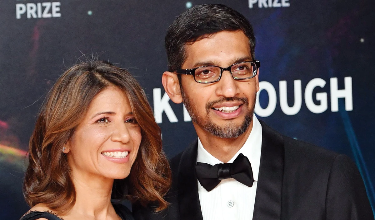 Google CEO Sundar Pichai with his wife Anjali Pichai. (AFP)