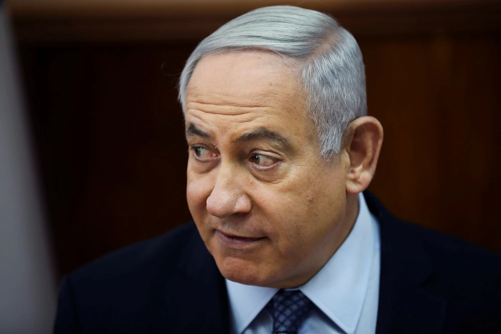 Israeli Prime Minister Benjamin Netanyahu chairs the weekly cabinet meeting at the Prime Minister's office in Jerusalem November 3, 2019. (Reuters)