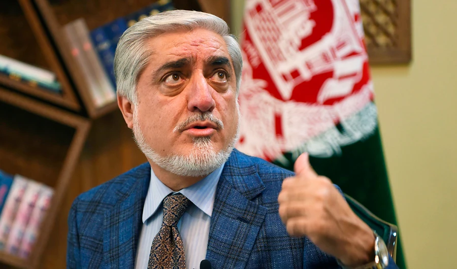 Afghan presidential candidates Abdullah Abdullah gestures as he speaks during an interview with AFP at the Sapedar Palace in Kabul on November 5, 2019. (AFP)