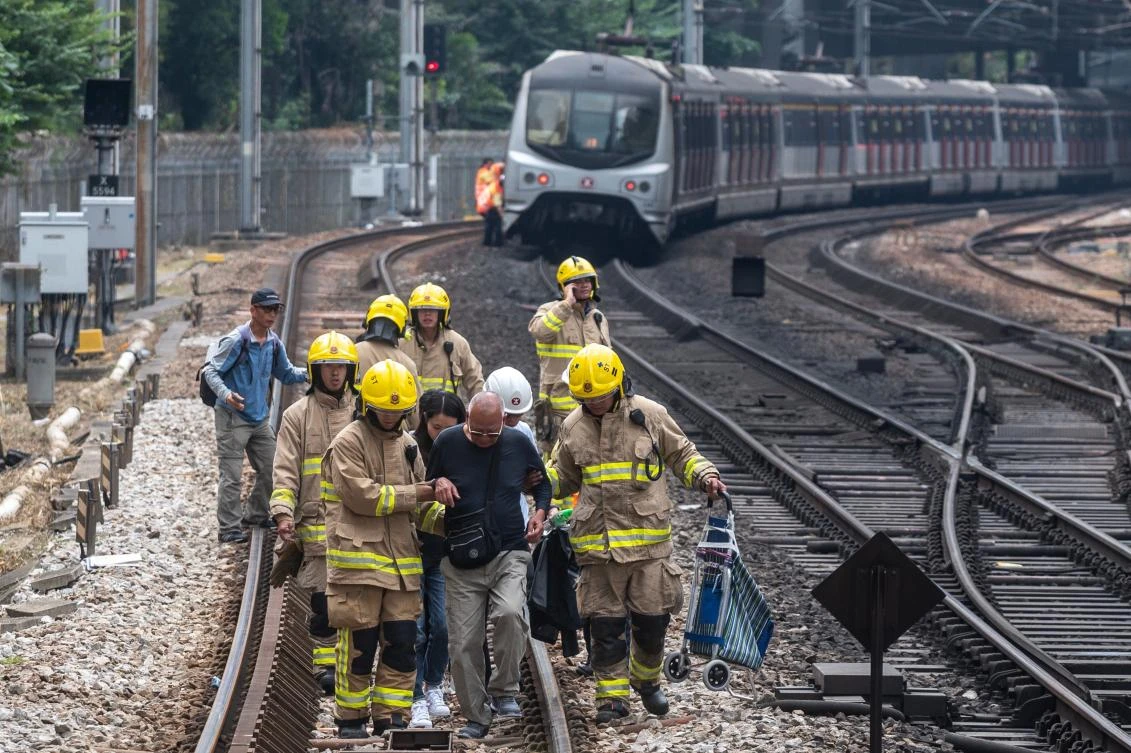 Hong Kong protesters struck the city’s transport network for a second day running, and disrupting vital train services. (AFP)