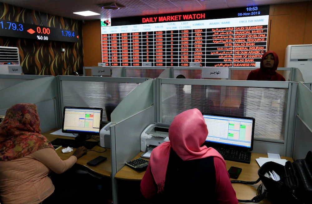 Women work at the Khartoum Stock Exchange in Khartoum, Sudan. (File/Reuters)