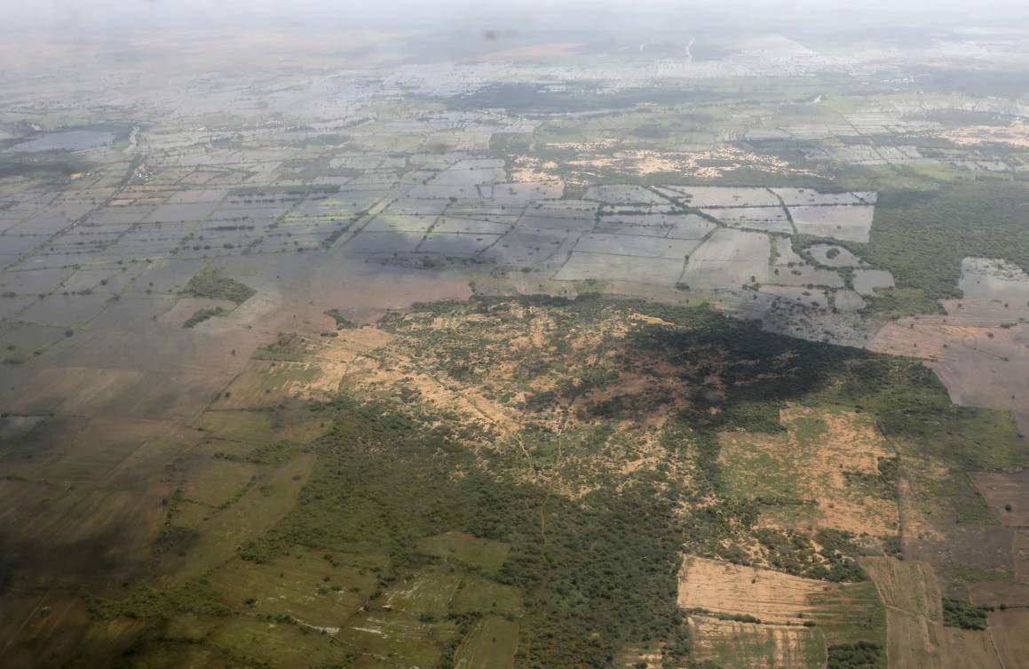 This photo taken Tuesday, Nov. 12, 2019, shows an aerial view of the flooded Hiran region of central Somalia. (AP)