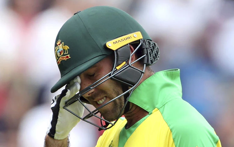 In this July 11, 2019, file photo, Australia's Glenn Maxwell reacts as he leaves the field after being dismissed by England's Jofra Archer during the Cricket World Cup semi-final match between England and Australia at Edgbaston in Birmingham, England. (AP Photo/Aijaz Rahi, file)