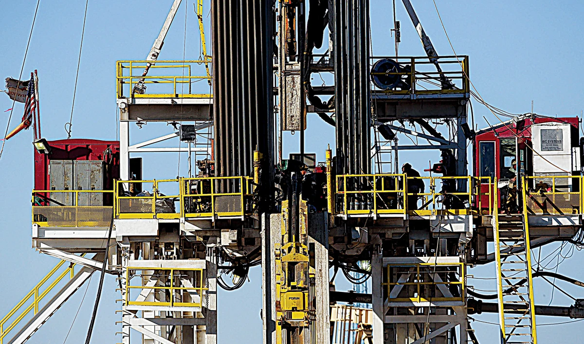 A fracking rig in the Permian Basin oil field in Texas. The IEA estimates non-OPEC supply growth will surge to 2.3 million barrels per day next year. (AFP)