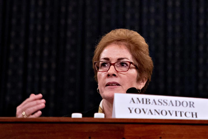 Marie Yovanovitch, former US ambassador to Ukraine, speaks during a House Intelligence Committee hearing as part of the impeachment inquiry into US President Donald Trump on Capitol Hill in Washington on Nov. 15, 2019. (Andrew Harrer/Pool via REUTERS)