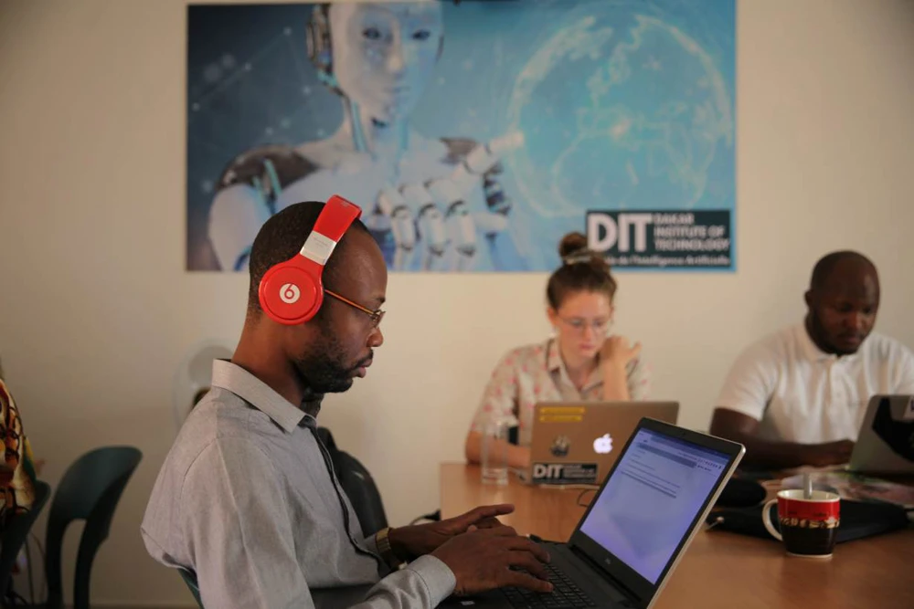 Students take part in an AI programming course at the Dakar Institute of Technology in Dakar, Senegal. on November 5, 2019. (Thomson Reuters Foundation/Nellie Peyton)