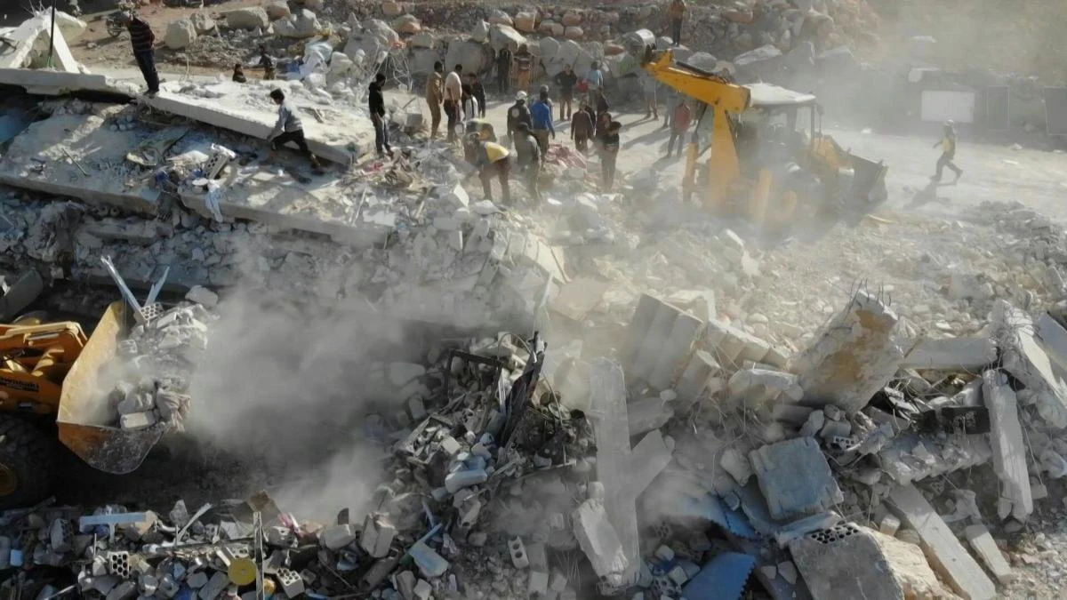 Members of the Syrian Civil Defence search for survivors after a reported airstrike by pro-government forces on the village of Shinan in the northwestern Idlib province. (File/AFP)