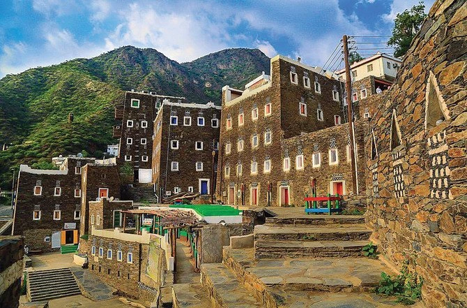 The Saudi village of Rijal Alma joined the UNESCO World Heritage List in 2018. Abdullah bin Farhan Al-Saud will inaugurate the activities of the Saudi cultural exhibition on Tuesday. (SPA/File Photo)