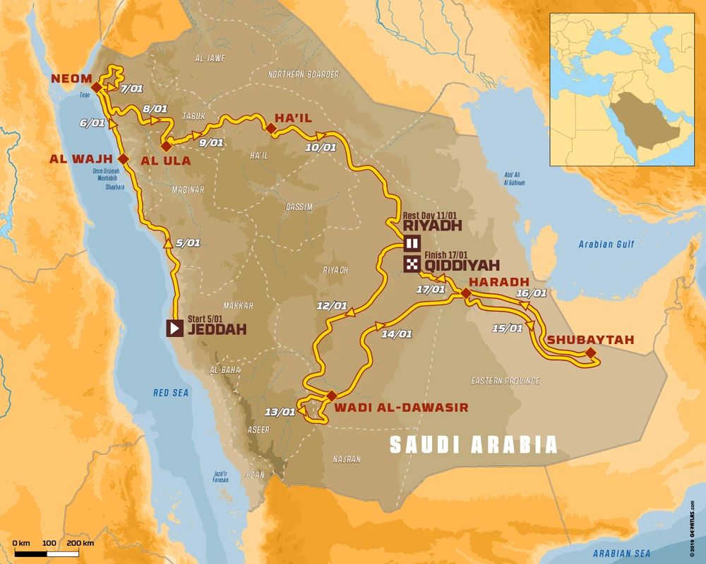 Dakar Saudi Arabia 2020 route details confirmed as 12 stages of thrill await competitors