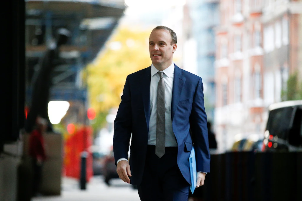 Britain's Foreign Secretary Dominic Raab arrives at the BBC Headquarters ahead of his appearance on the Andrew Marr show in London, Britain, November 17, 2019. (Reuters)