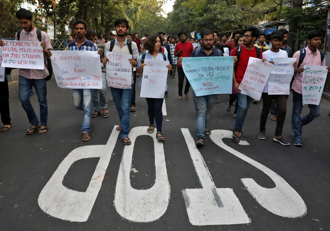 Students hold placards during a march to show solidarity with the students of Jawaharlal Nehru University and to protest against proposed fee hike in the university. (Reuters)