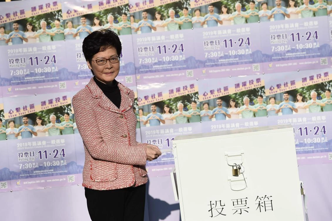 Hong Kong’s most unpopular post-colonial leader Carrie Lam acknowledged voters wanted to express their views on many issues, including ‘deficiencies in governance.’ (AFP)