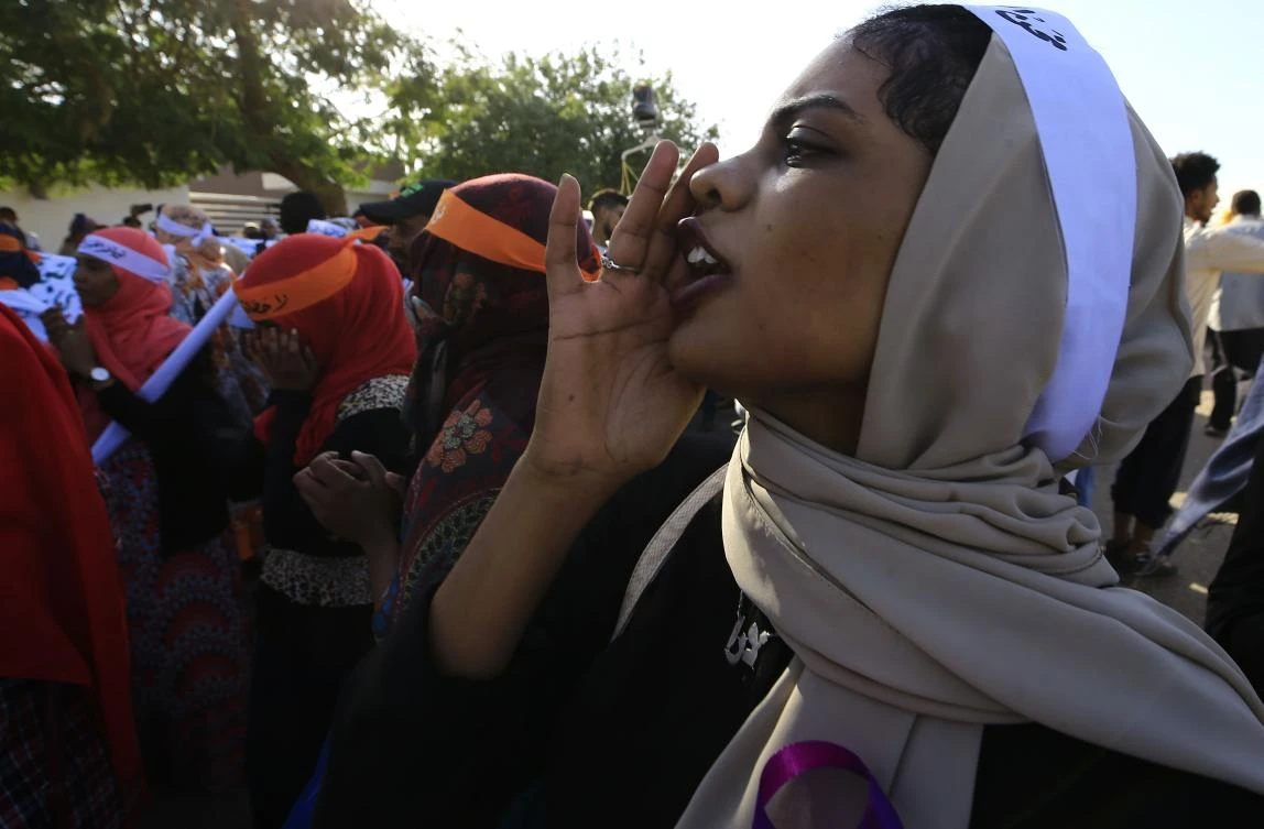 Sudanese women march in Khartoum to mark International Day for Eliminating Violence against Women, in the first such rally held in the northeast African country in decades, on November 25, 2019. (AFP)