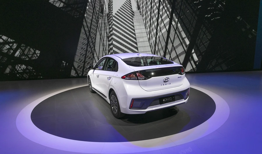 The Hyundai Ioniq is shown at AutoMobility event in Los Angeles on November 21, 2019. (AFP)