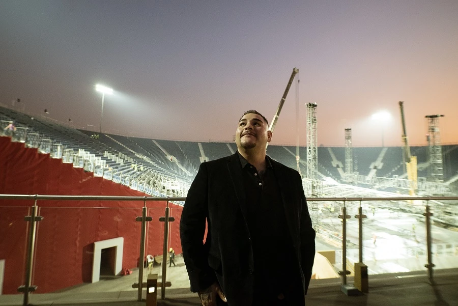 Andy Ruiz inside the Diriyah arena ahead of the clash. (Supplied)