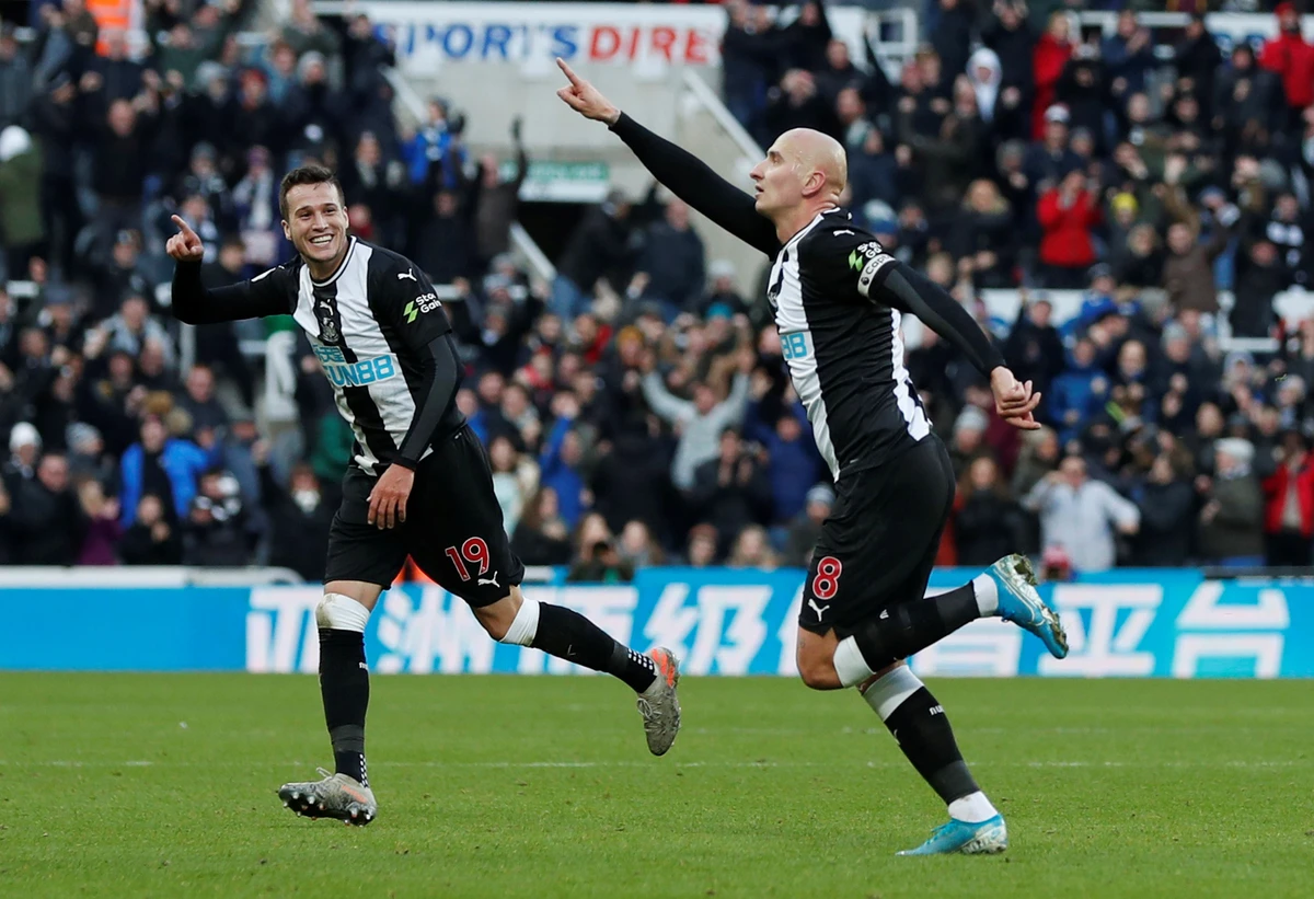 From a free kick to the right of the penalty area in the 88th minute, the ball was played across to Jonjo Shelvey, whose first-time shot from outside the box found the bottom corner of the net. (Action Images via Reuters)