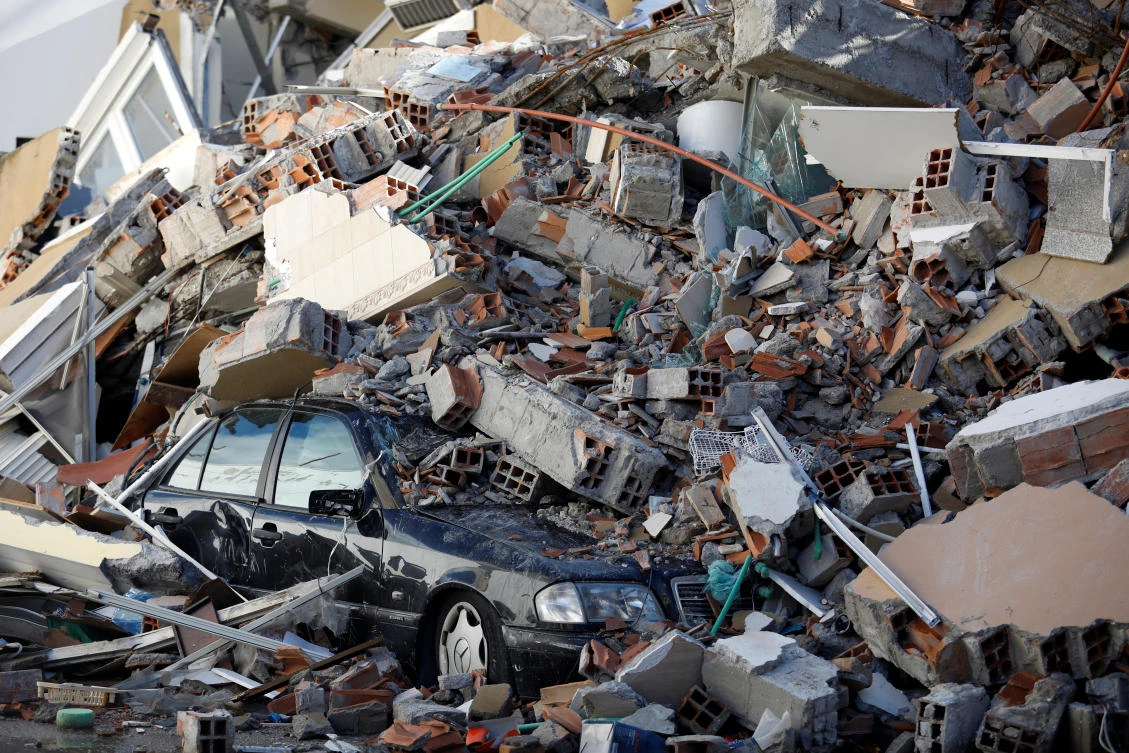 A care is pictured after the earthquake that shook the country, in Durres, Albania, November 30, 2019. (Reuters)