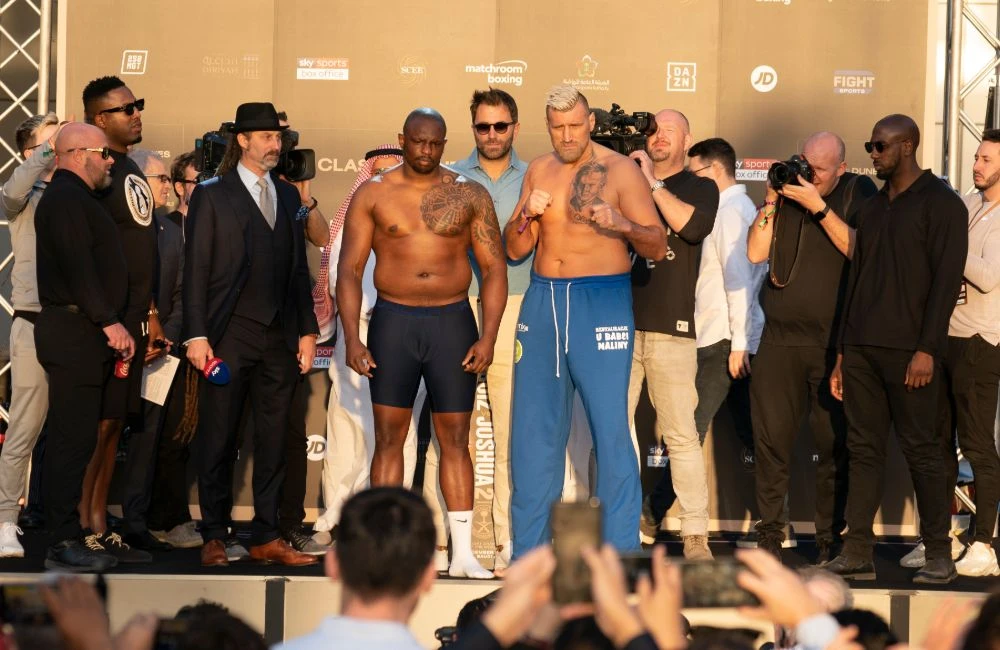 British boxer Dillian Whyte and Polish Mariusz Wach weighing in for their undercard fight at Clash on the Dunes. (Photos: Ziyad Alarfaj)