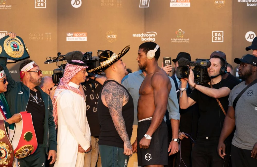 Defending world heavyweight champion Andy Ruiz Jr. and challenger Anthony Joshua weighed in for their Clash on the Dunes bout on Friday. (Photos: Ziyad Alarfaj)