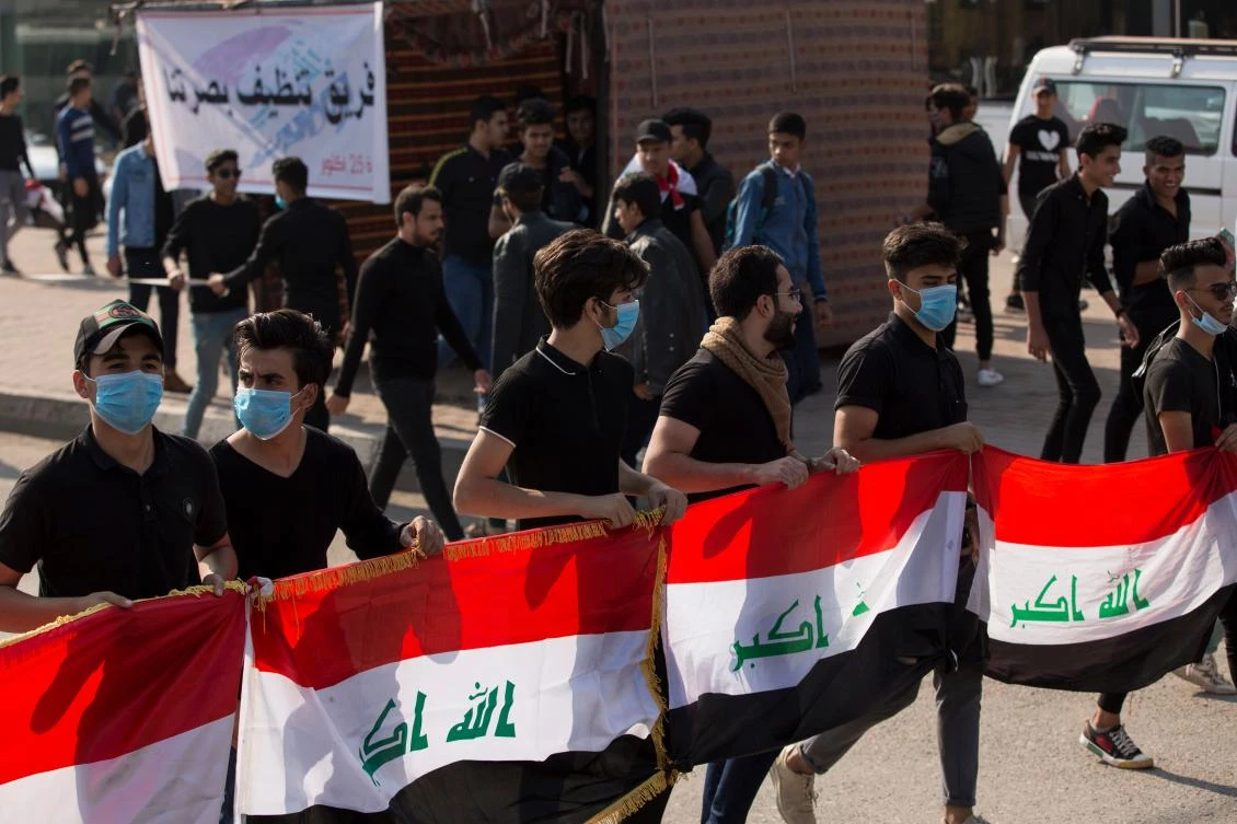 Students take part in a march to mourn protesters killed in anti-government rallies in the southern Iraqi city of Basra on December 1, 2019. (File/AFP)