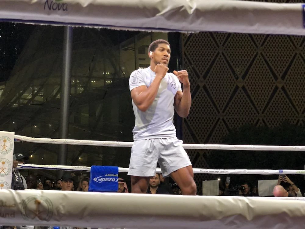 Andy Ruiz Jr. and Anthony Joshua focused on world heavyweight glory as they showcase skills at Riyadh public workout