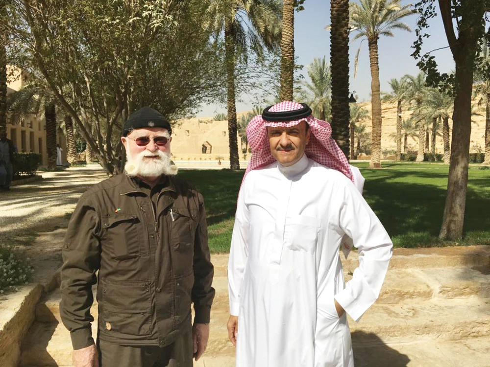 Richard Bodeker with Prince Sultan bin Salman. The German architect landscaper recently passed away, but his green print lives on in Riyadh. (Photo/Supplied)