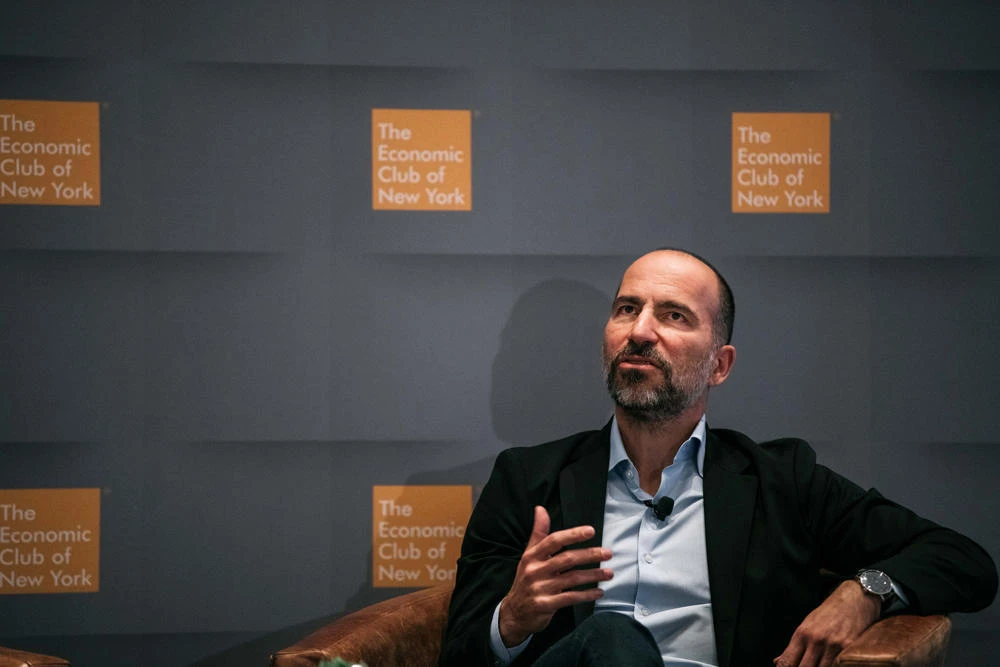 Uber CEO Dara Khosrowshahi speaks at a meeting of the Economic Club of New York in Manhattan on Dec. 4, 2019 in New York City. (Scott Heins/Getty Images/AFP)