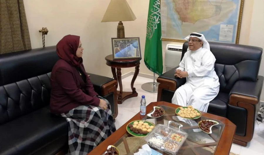 Saudi Ambassador to Sudan Ali bin Hasan Jaafar received Charge d’Affaires of the Iraqi Embassy in Khartoum Counselor Salman Gadouri Jaber. (SPA)
