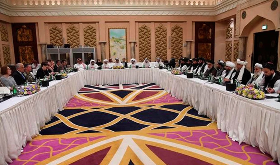 In this file photo, US, Taliban and Qatar officials meet in Doha to discuss a peace agreement for Pakistan. (Reuters)