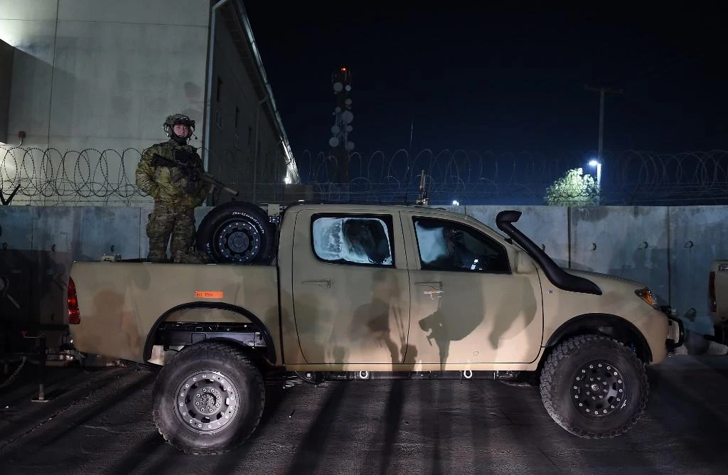 Above, a US soldier stands guard at Bagram Air Field in Afghanistan in this November 28, 2019 photo. (AFP)