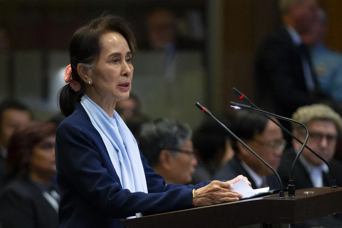 Myanmar’s Aung San Suu Kyi told the UN’s top court on Wednesday there was no proof of ‘genocidal intent’ behind her country’s military campaign against Rohingya Muslims. (AP)