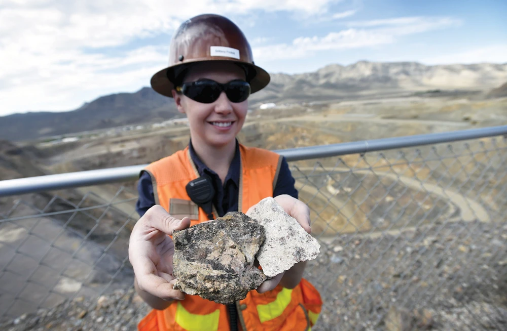 Ore containing rare earths on display during a tour of a California mine. (Reuters)
