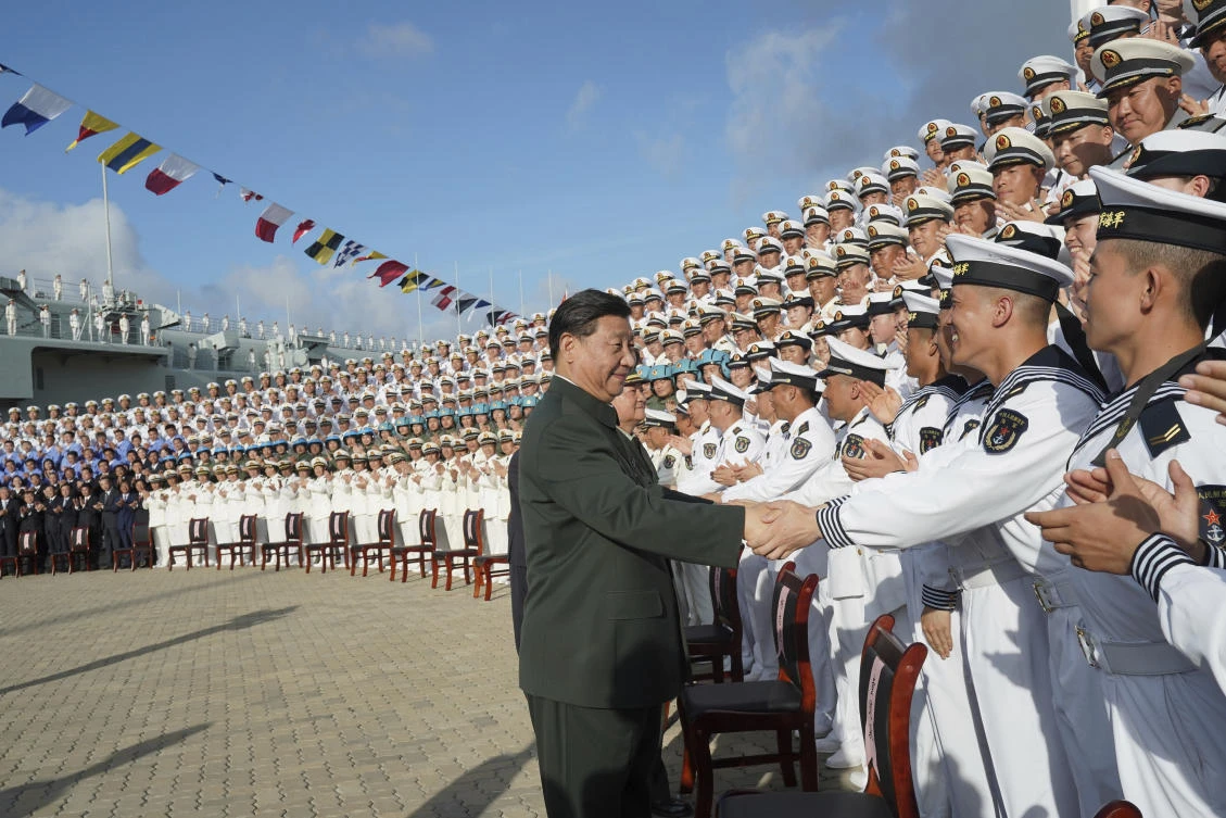 President Xi Jinping attended the commissioning of China’s first entirely home-built aircraft carrier, underscoring the country’s rise as a regional naval power at a time of tensions. (AP)