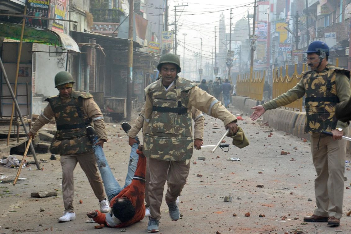 Dozens have been injured in violent clashes between police and protesters, many in sensitive parts of Uttar Pradesh, above. (AFP)