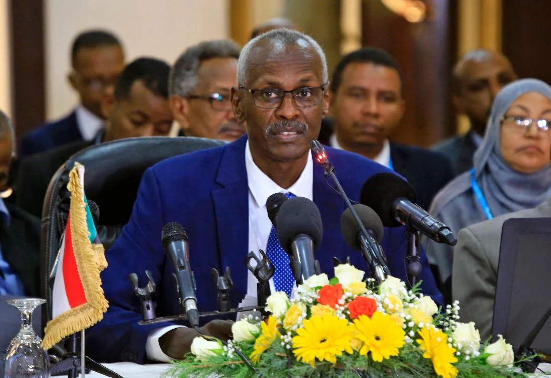 Sudan's Minister of Irrigation and Water Resources Yasser Abbas takes part in a trilateral meeting to resume negotiations on the Grand Ethiopian Renaissance Dam, in Khartoum, Sudan on Dec. 21, 2019. (AFP)