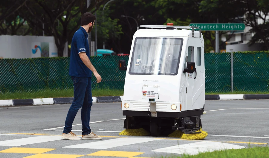 Mock skyscrapers at Singapore self-driving test center