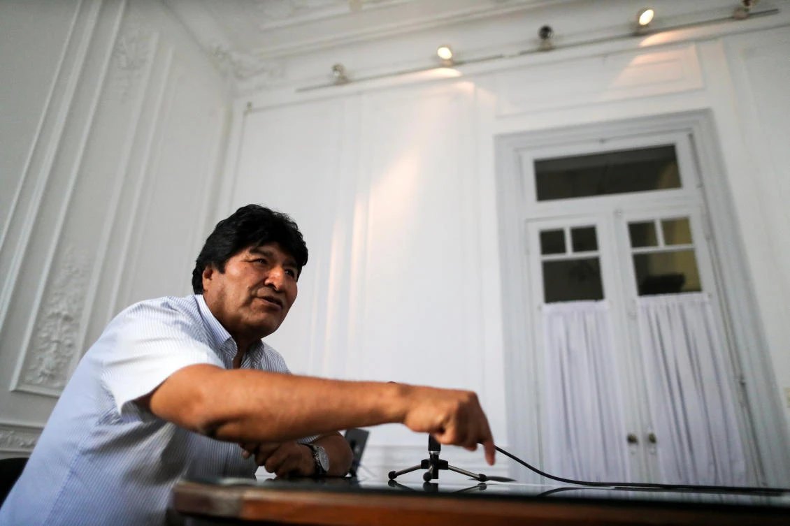Former Bolivian President Evo Morales gestures during an interview with Reuters, in Buenos Aires, Argentina December 24, 2019. (Reuters)