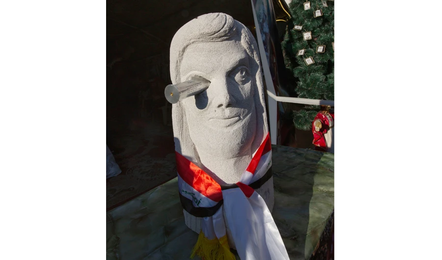 A sculpture of a protester is on show at Tahrir Square, Baghdad. (AP)