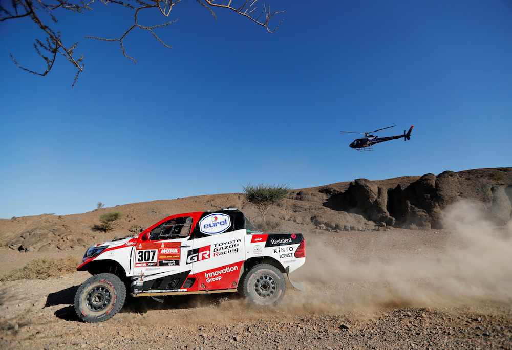Toyota Gazoo Racing car driven by Bernhard Ten Brinke and Tom Colsoul in action during stage two. (Reuters)
