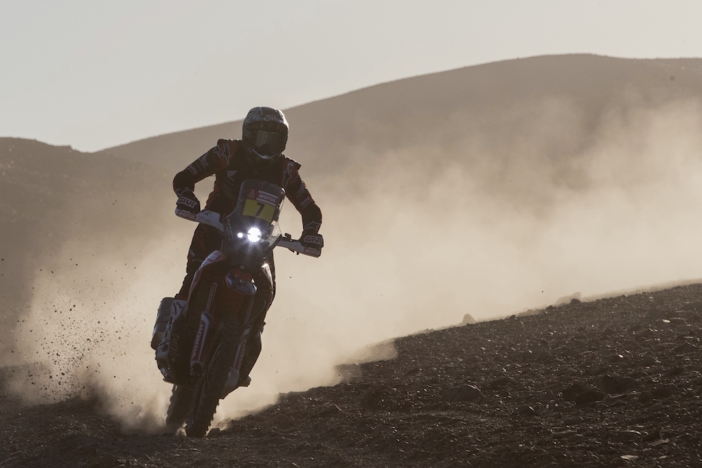 The second stage of the Dakar Rally wound its way from Al-Wajh to Neom on Monday. (Reuters)