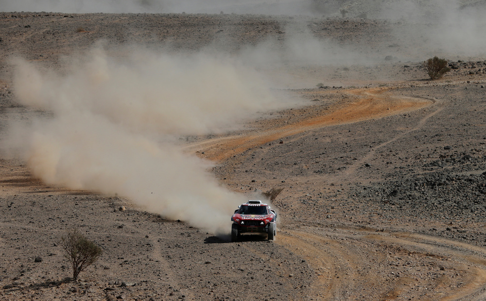 The second stage of the Dakar Rally wound its way from Al-Wajh to Neom on Monday. (Reuters)